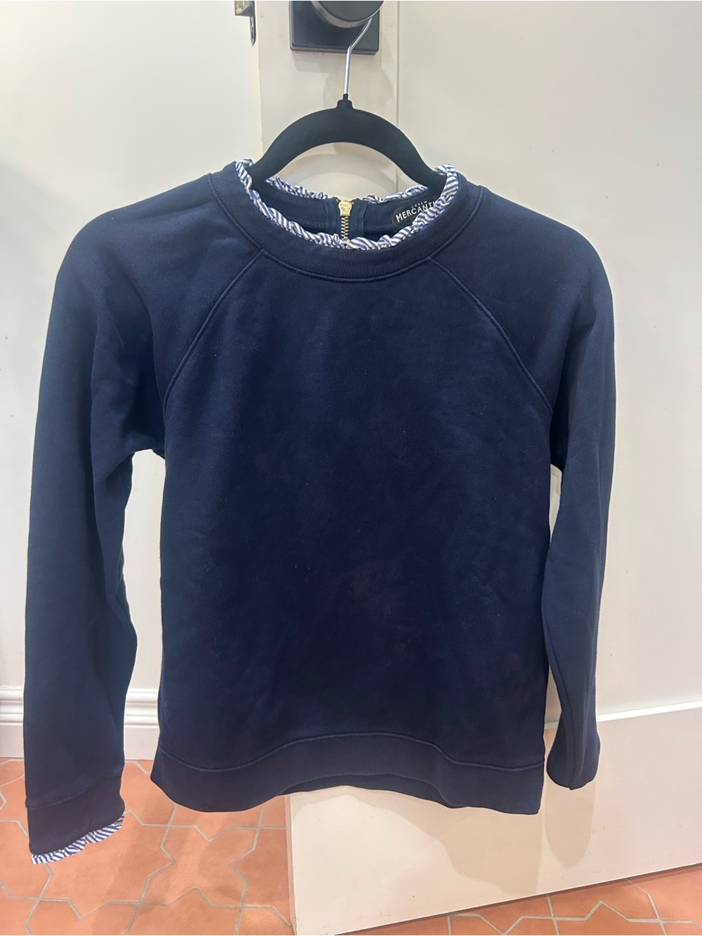 J.Crew Mercantile Woven Ruffleneck Pullover Sweatshirt